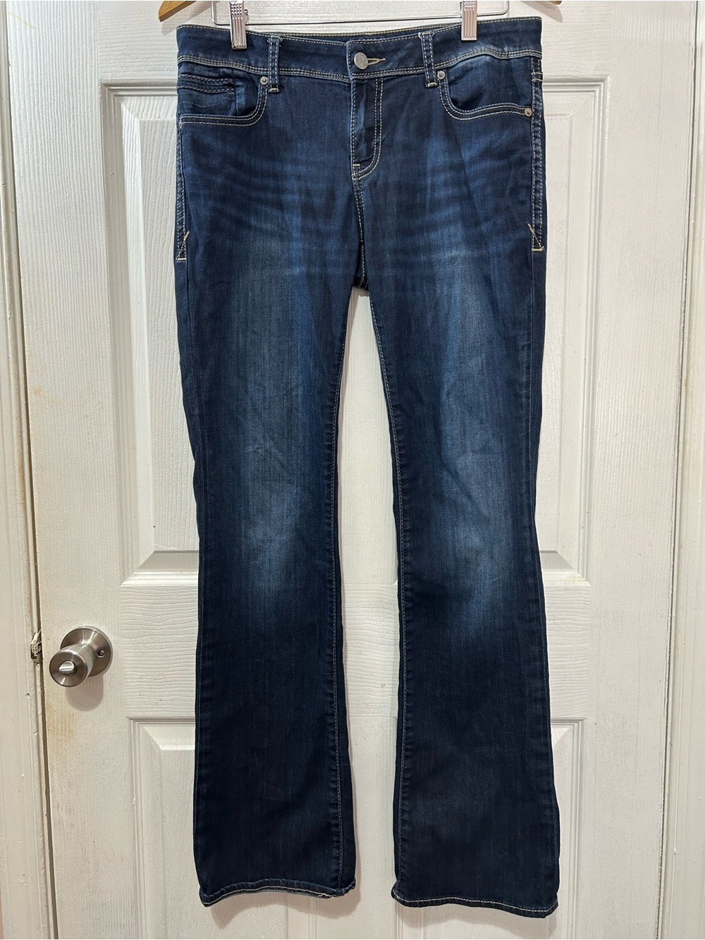 Buckle Black Fit No. 53 Bootcut Jeans Womens 29x34 Dark Wash Contrast Stitch